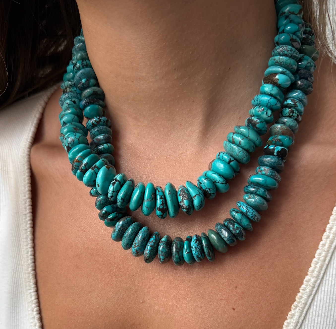 CHUNKY TURQUIOSE DISC NECKLACES