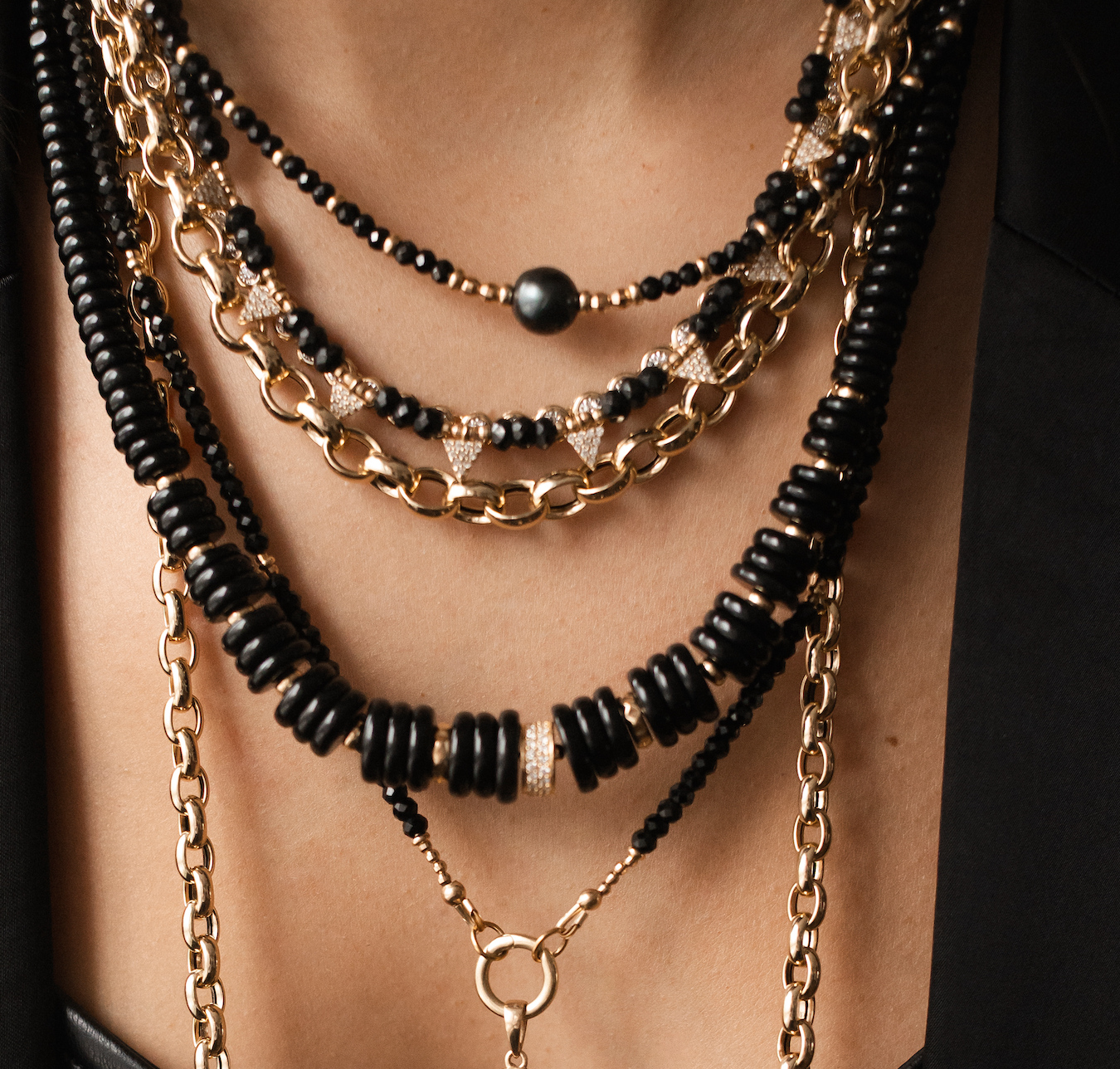 BLACK GEM AND TAHITIAN PEARL NECKLACE