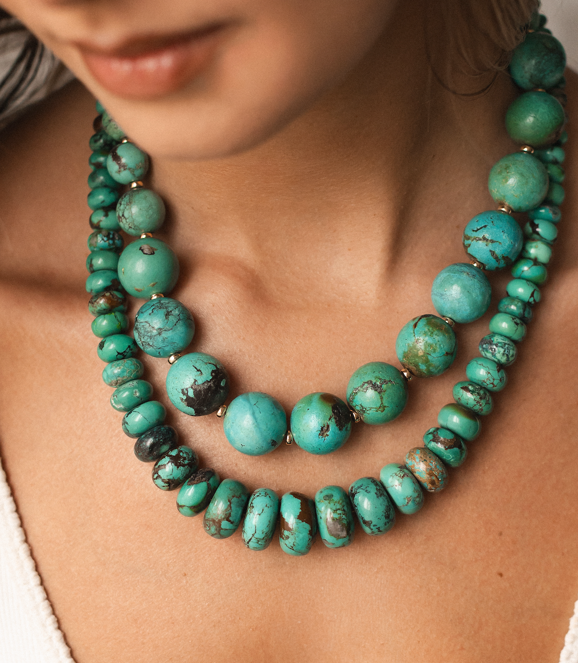 ONE OF A KIND VINTAGE TURQUOISE RONDELLE NECKLACE