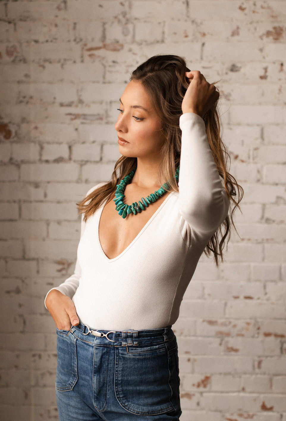 THE CHUNKY TURQUOISE AND GOLD NECKLACE. ONE OF A KIND