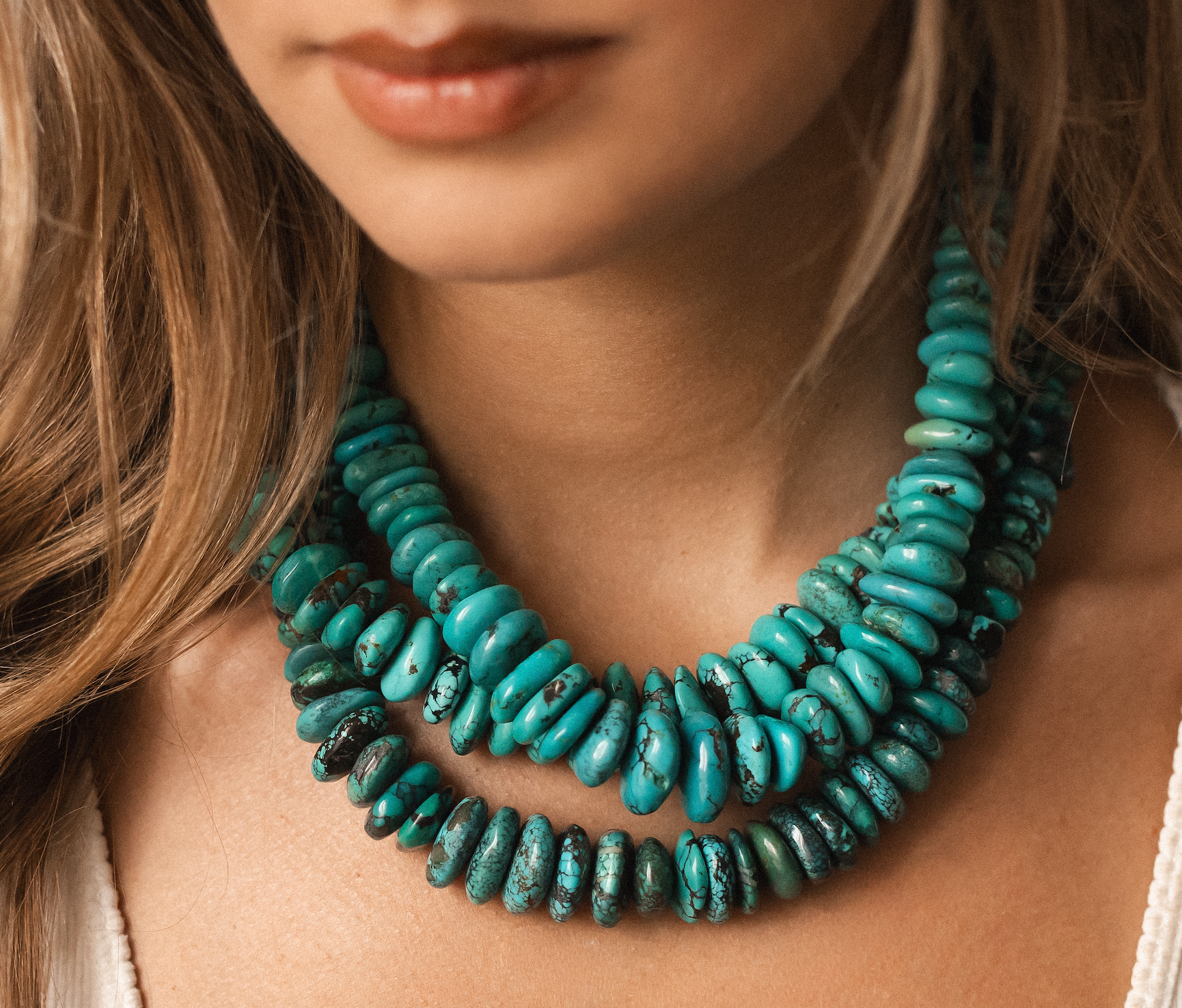 VINTAGE CHUNKY TURQUIOSE DISC NECKLACES