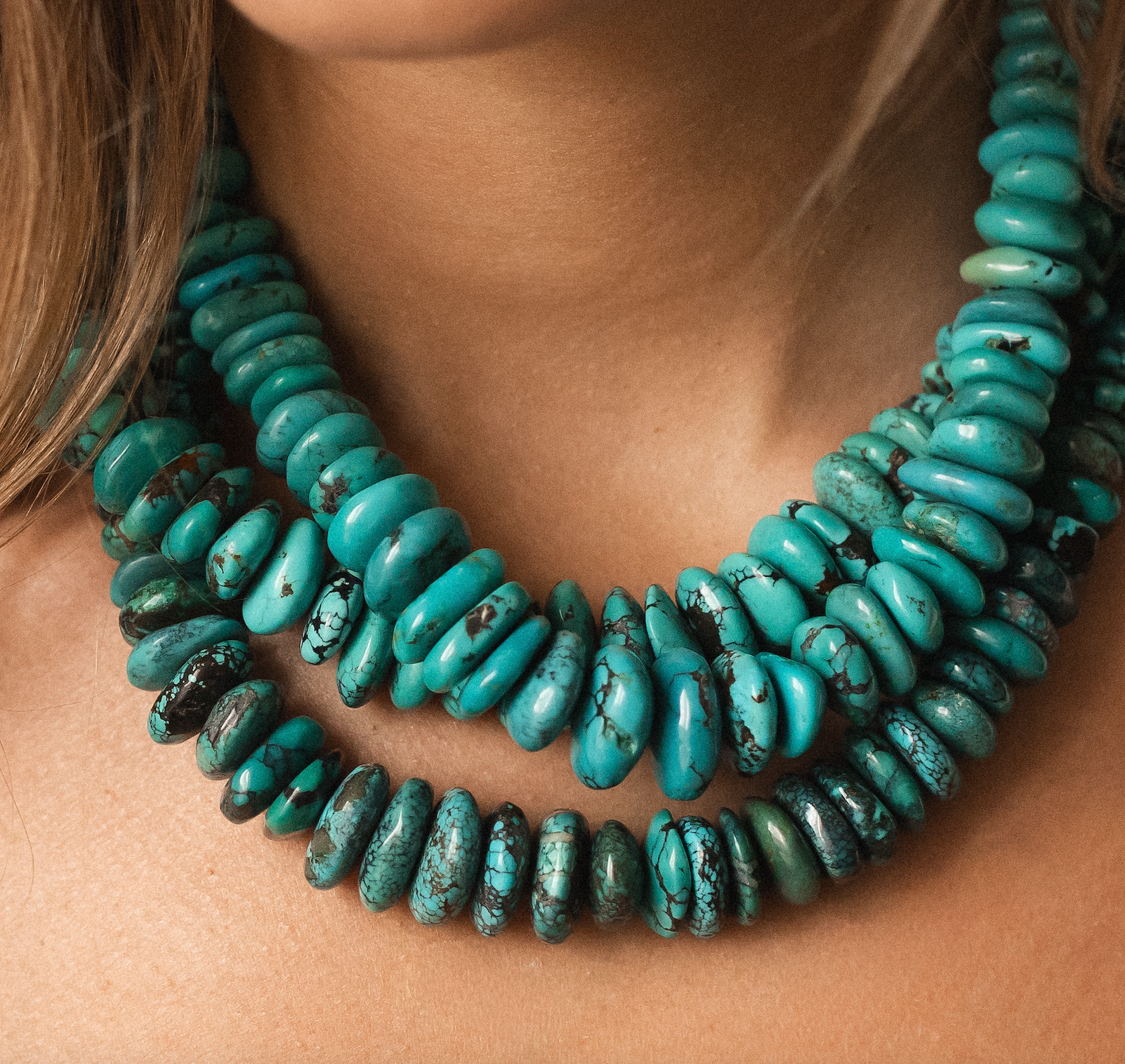 VINTAGE CHUNKY TURQUIOSE DISC NECKLACES