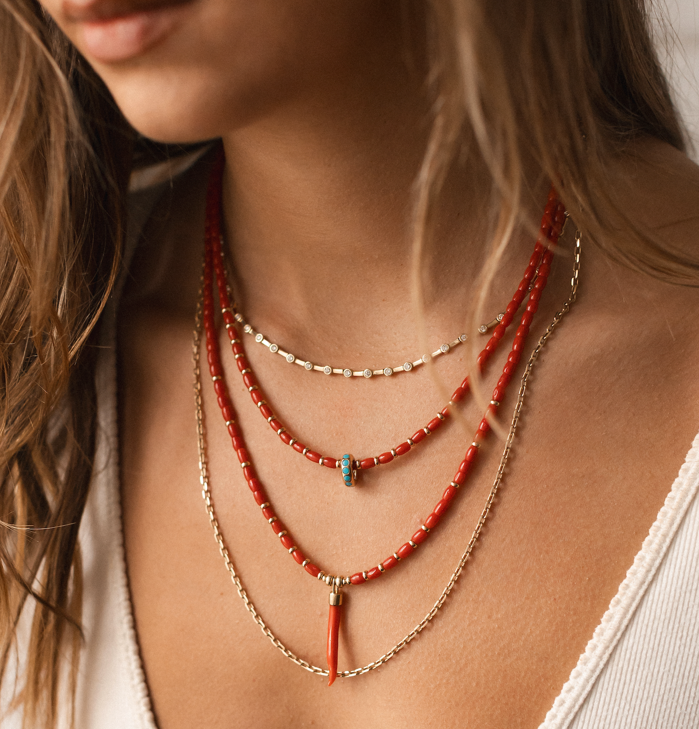 RED ITALIAN CORAL WITH CORAL CORNICELLO CHARM