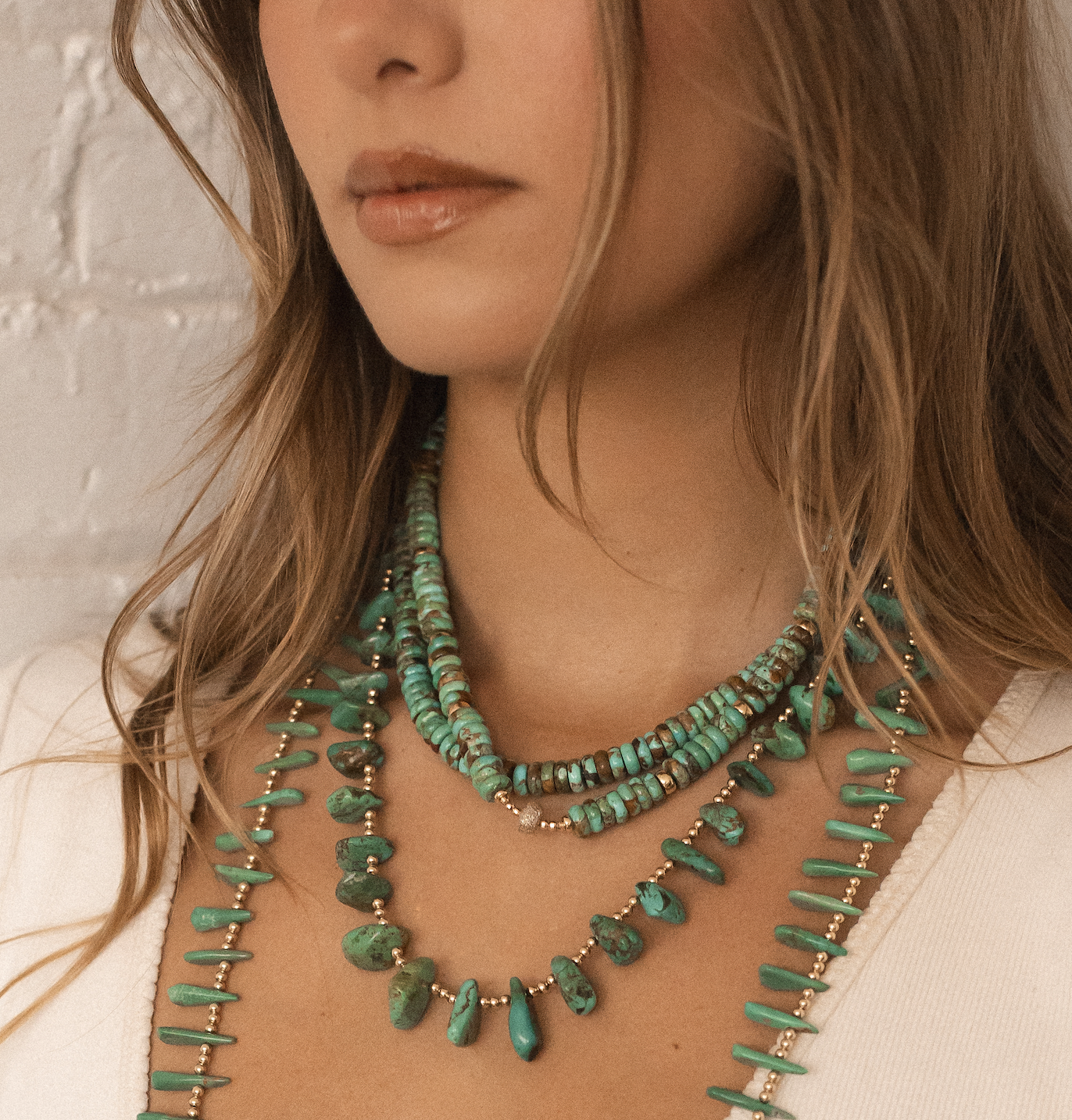 8MM TURQUOISE RONDELLE NECKLACES