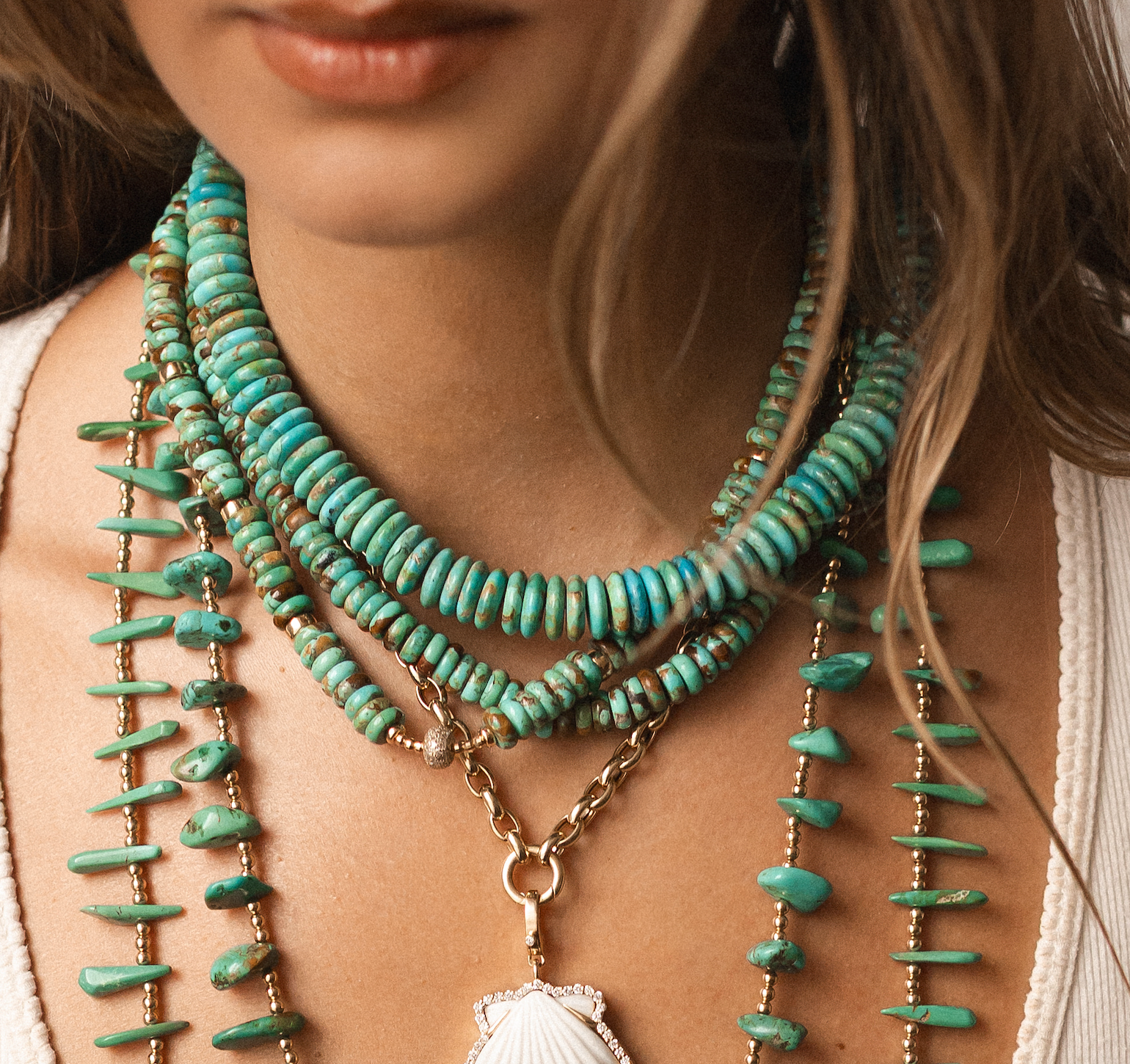 8MM TURQUOISE RONDELLE NECKLACES