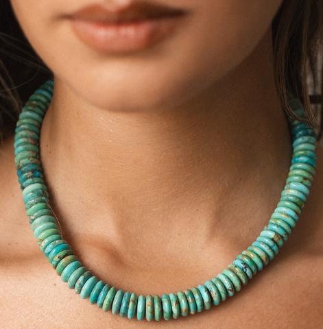 12MM TURQUOISE WAFFER NECKLACE