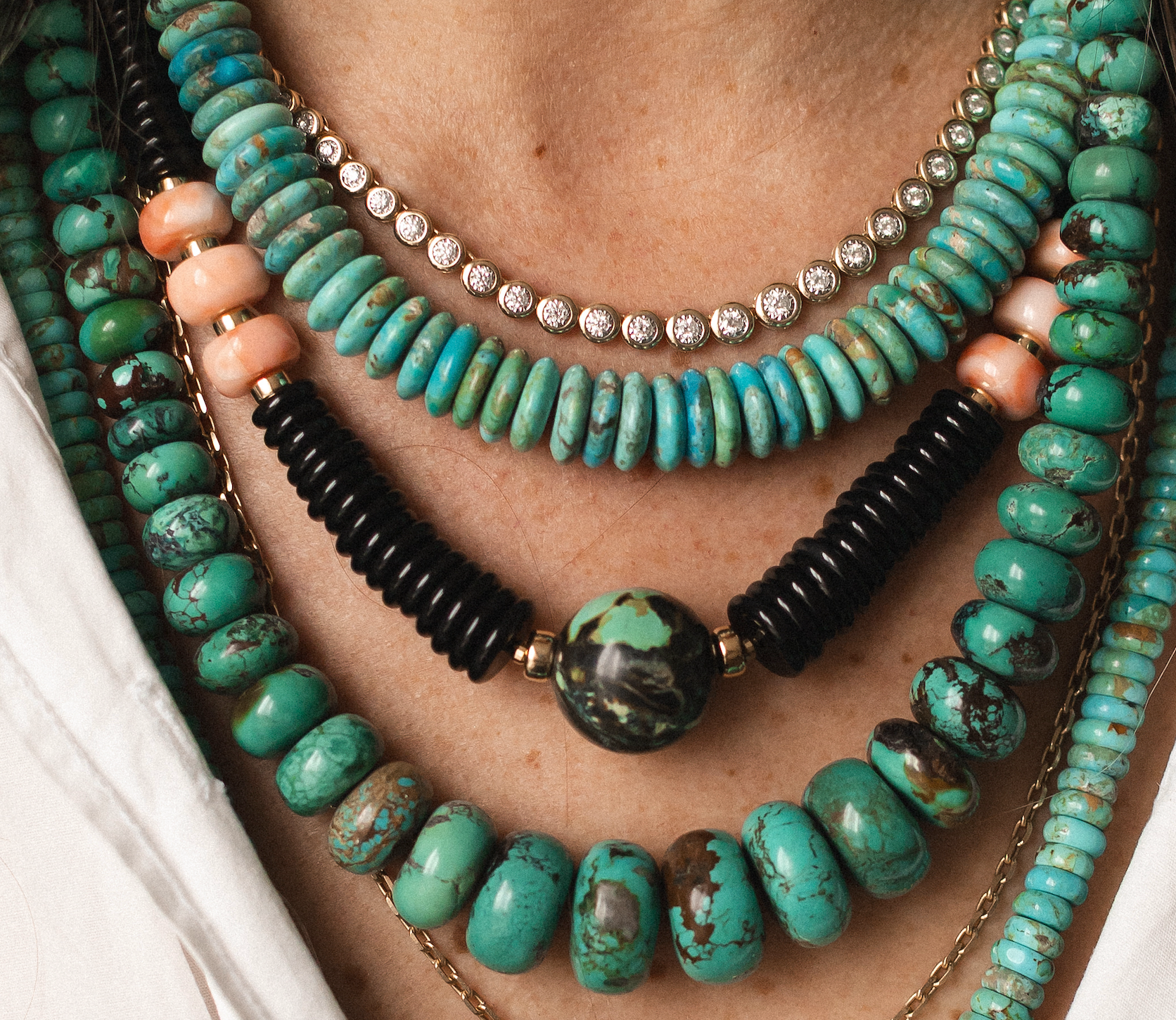 12MM TURQUOISE WAFFER NECKLACE