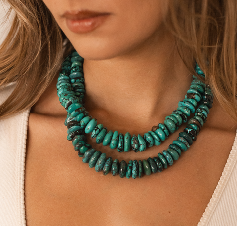 VINTAGE CHUNKY TURQUIOSE DISC NECKLACES
