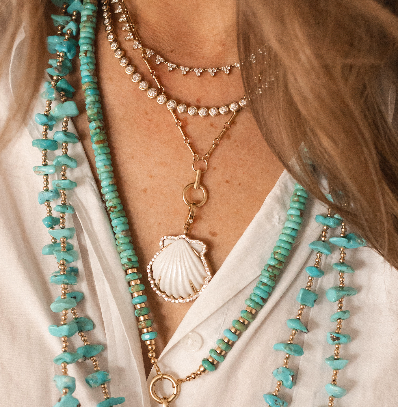 LONG TURQUOISE BEADED NECKLACE