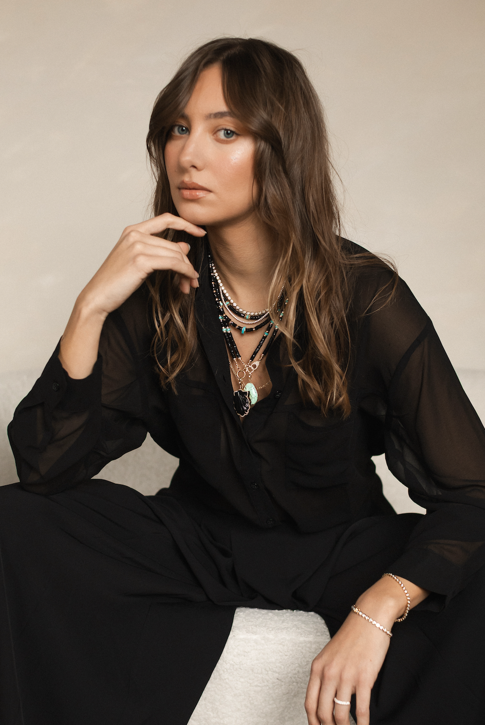 BLACK SPINEL AND TURQUOISE NECKLACES