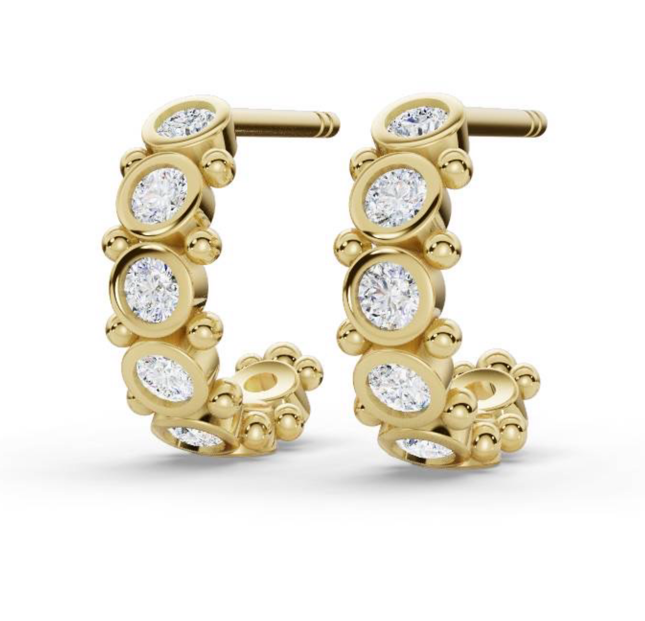 BEZEL DIAMOND HOOPS