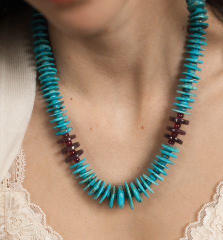 TURQUOISE AND RUBY NECKLACE
