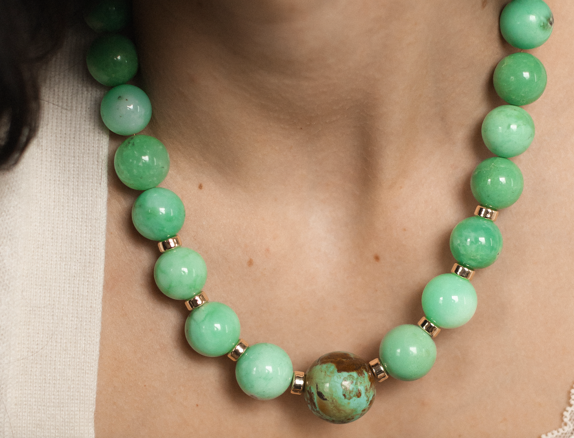 Chrysoprase and Turquoise Gemstone Necklace