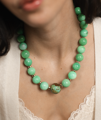 Chrysoprase and Turquoise Gemstone Necklace