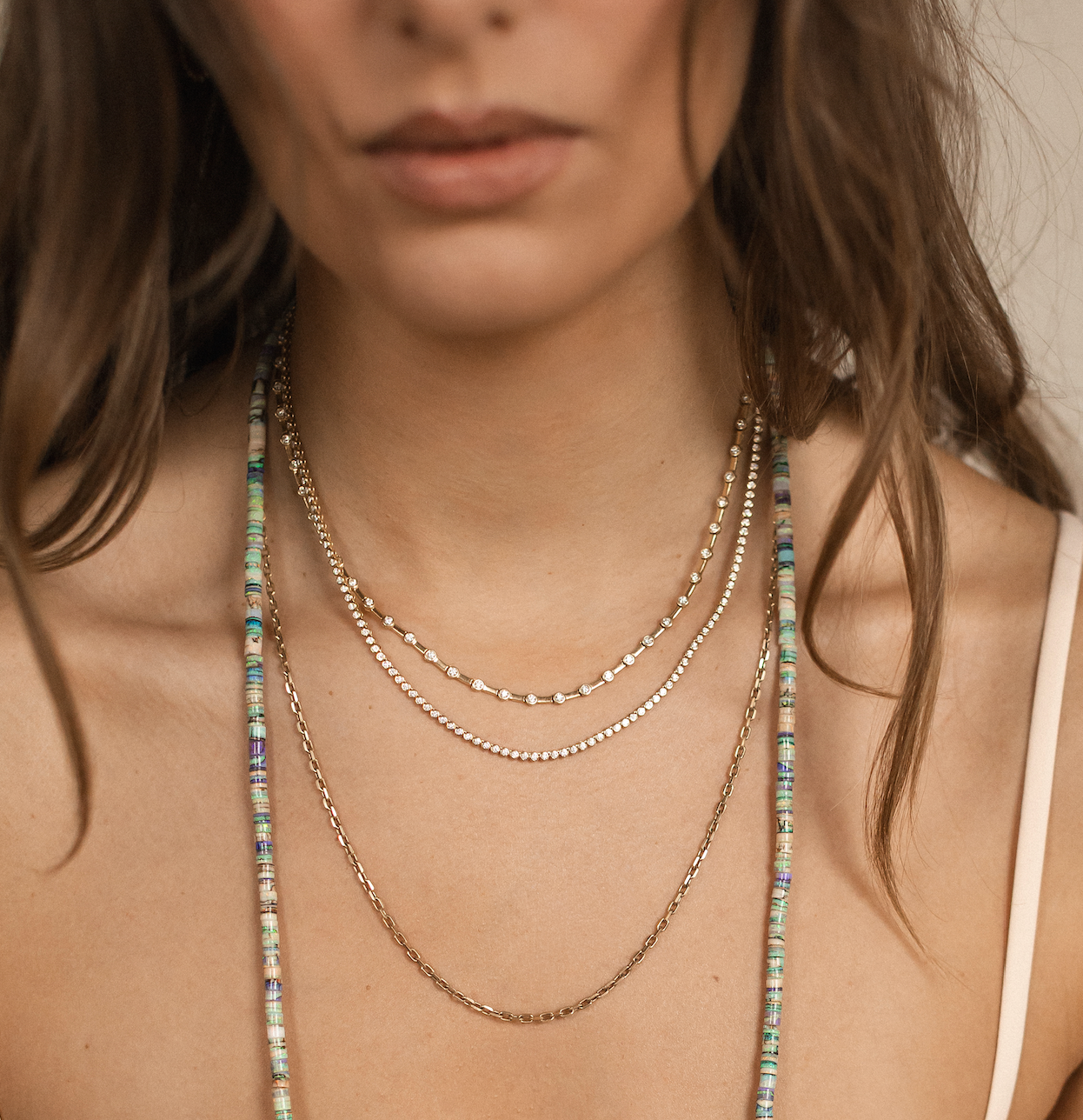 BEZEL DIAMOND TENNIS NECKLACE