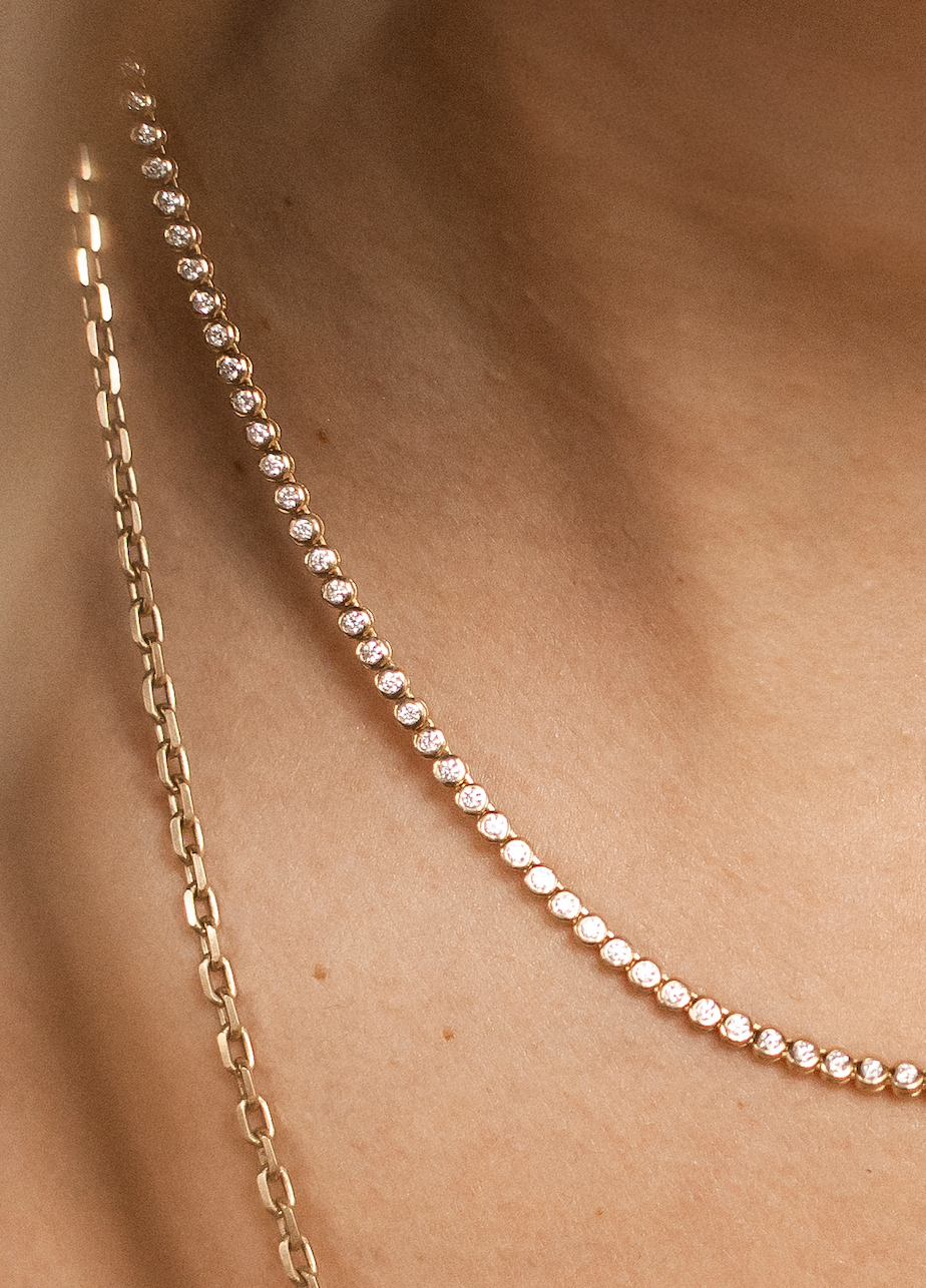 BEZEL DIAMOND TENNIS NECKLACE