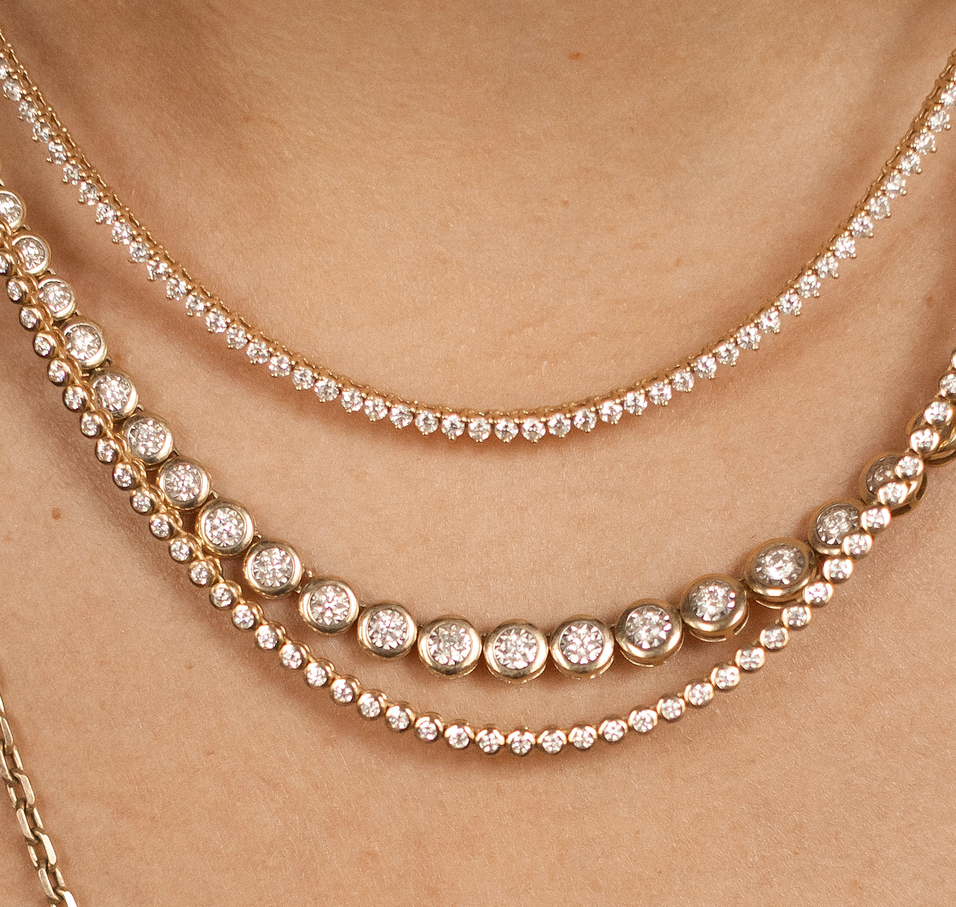 BEZEL DIAMOND TENNIS NECKLACE