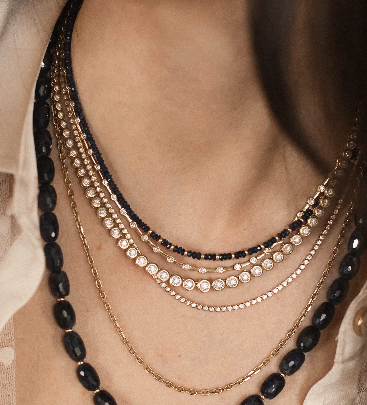 BEZEL DIAMOND TENNIS NECKLACE