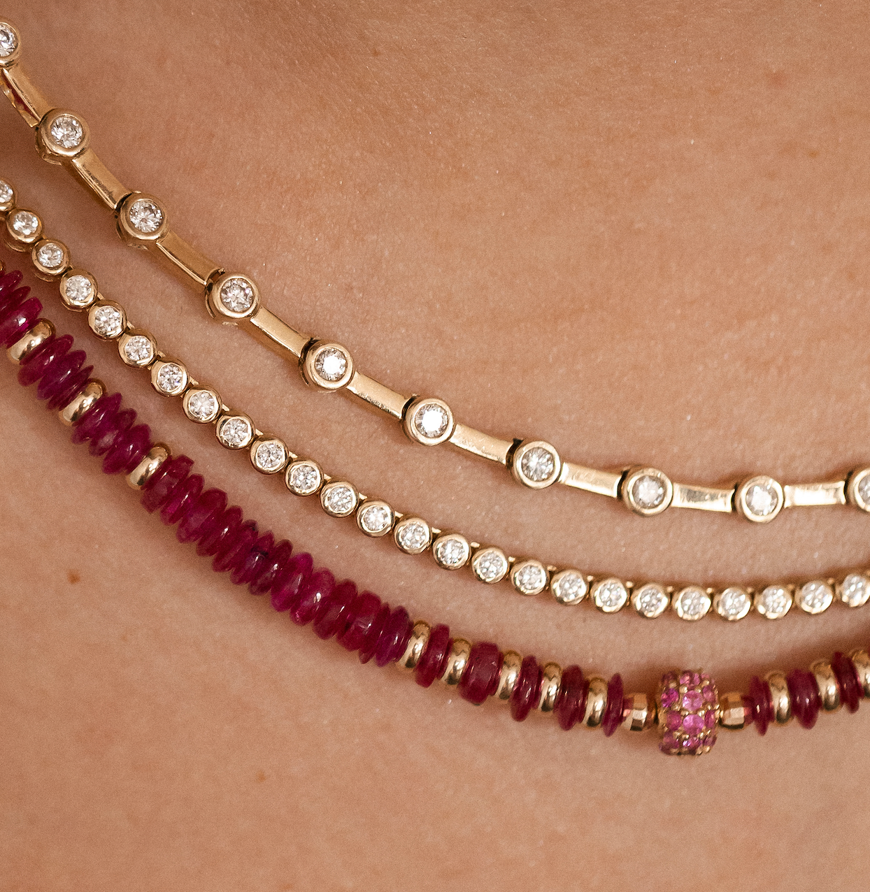 BEZEL DIAMOND TENNIS NECKLACE