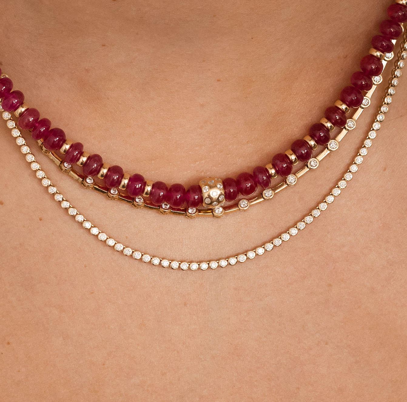 BEZEL DIAMOND TENNIS NECKLACE