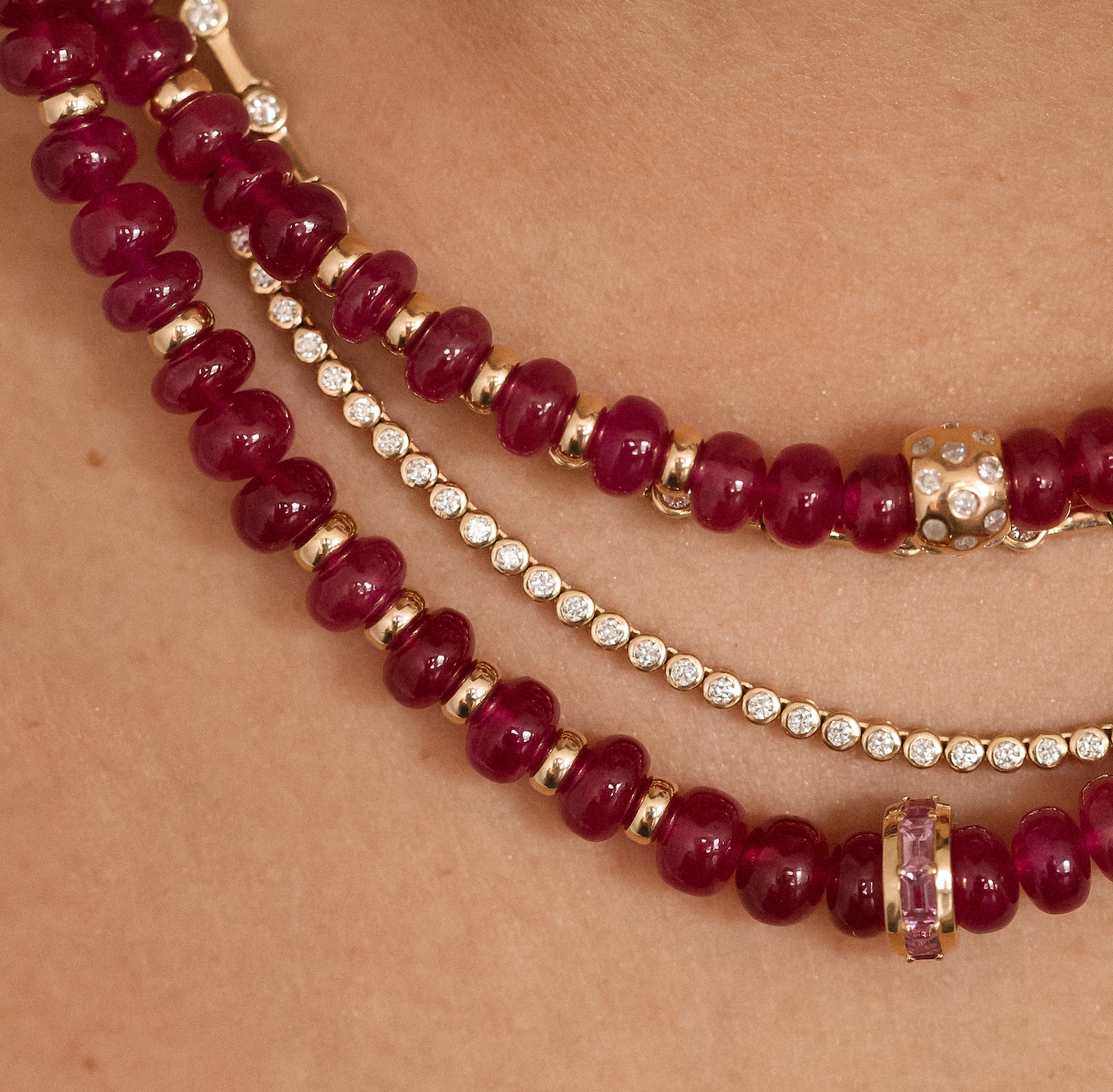 BEZEL DIAMOND TENNIS NECKLACE