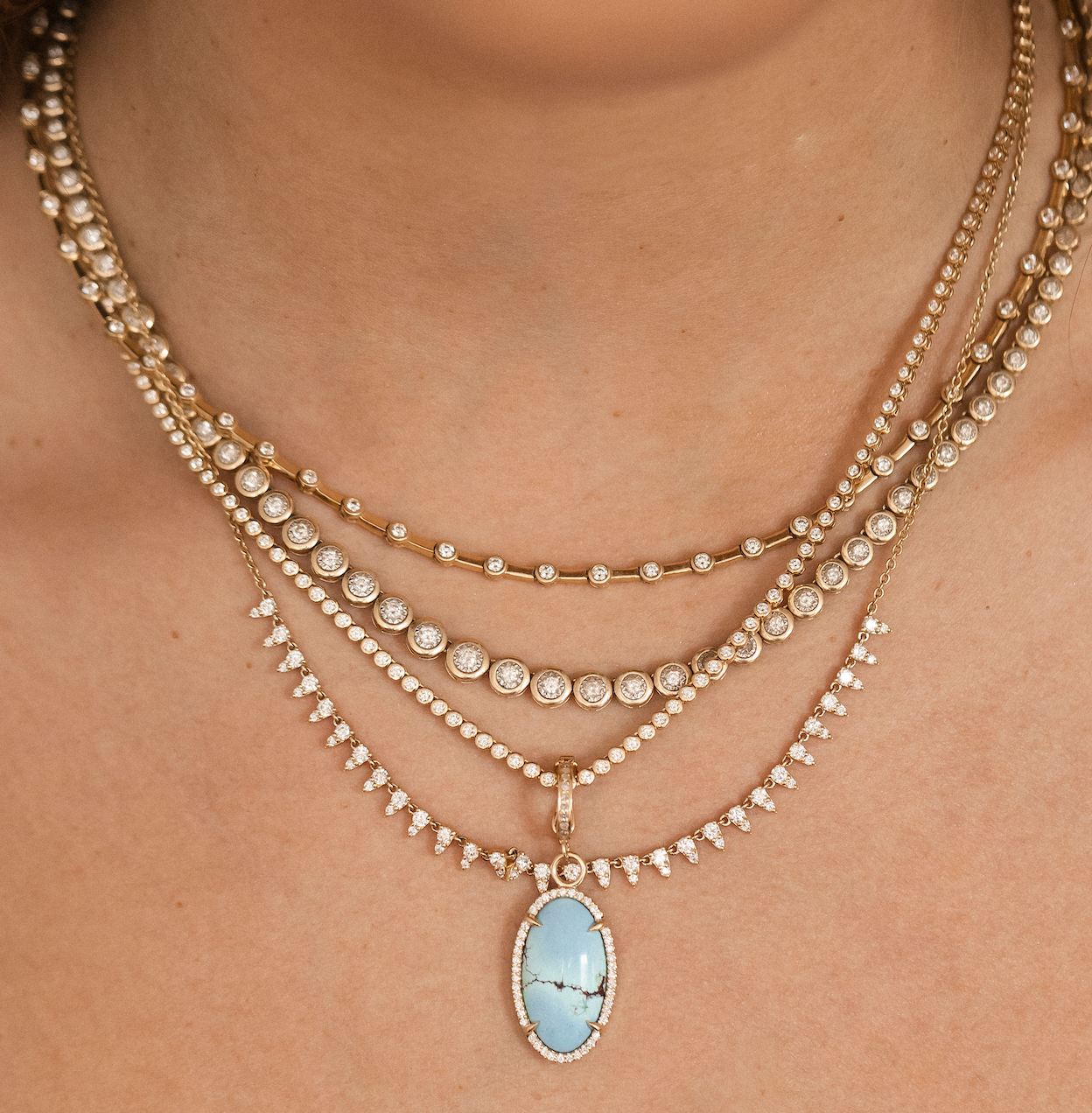 BEZEL DIAMOND TENNIS NECKLACE