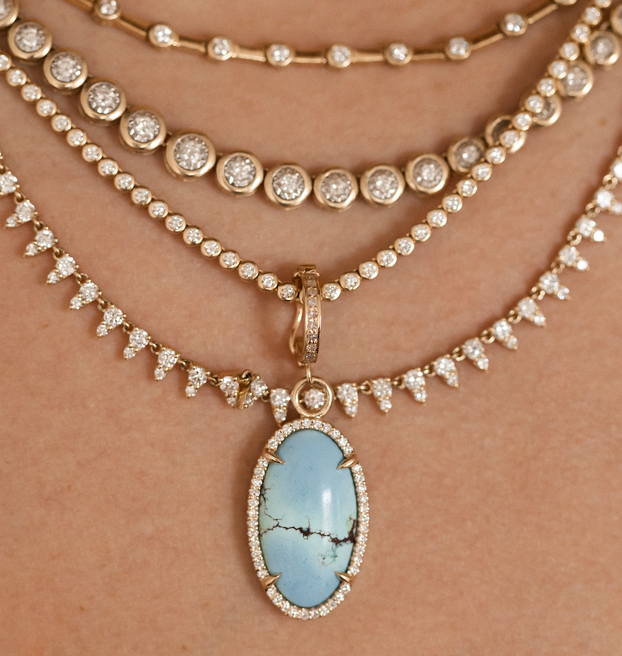 BEZEL DIAMOND TENNIS NECKLACE