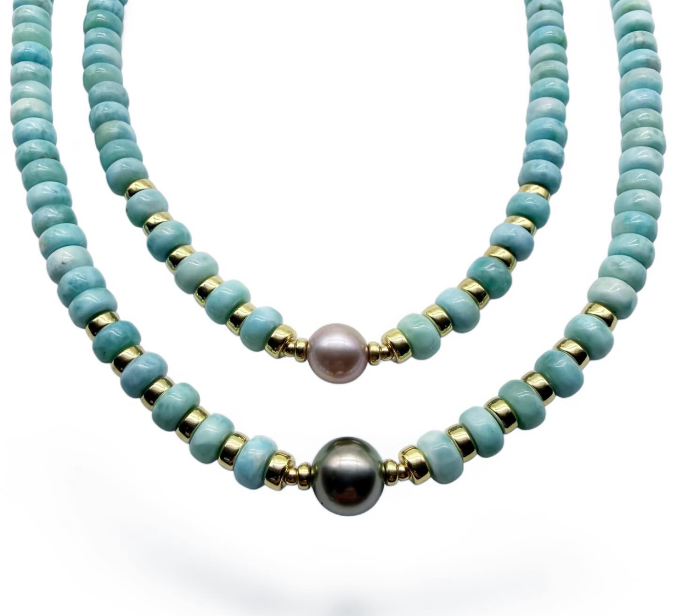 LARIMAR AND PEARL NECKLACES