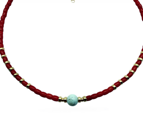 CORAL & TURQUOISE NECKLACE
