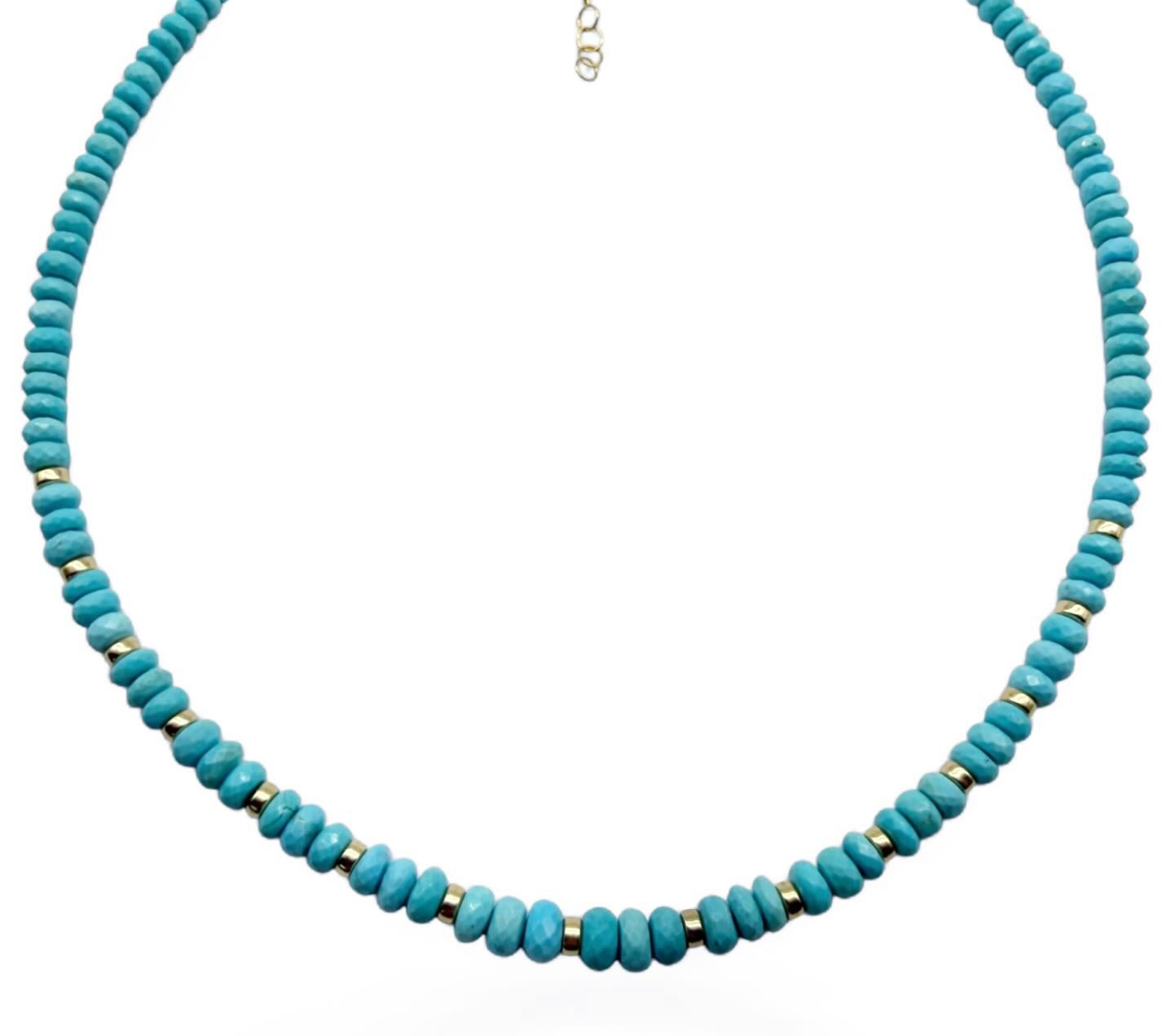 TUQUROISE AND GOLD BEADED NECKLACE