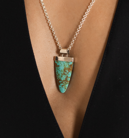 TURQUOISE PENDANT SET IN SILVER