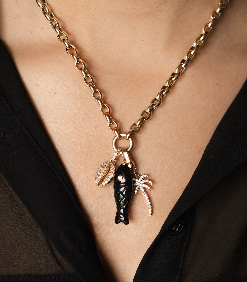 14k GOLD & DIAMOND PALM TREE