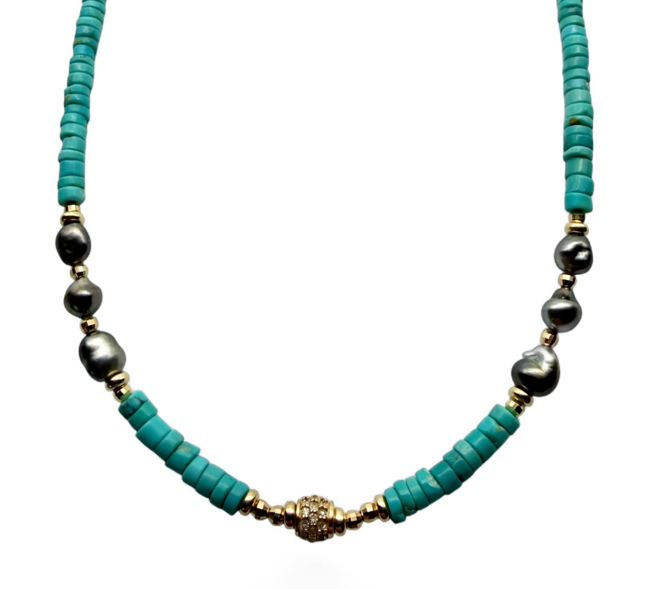 TURQUOISE DIAMOND & TAHITIAN PEARL NECKLACES