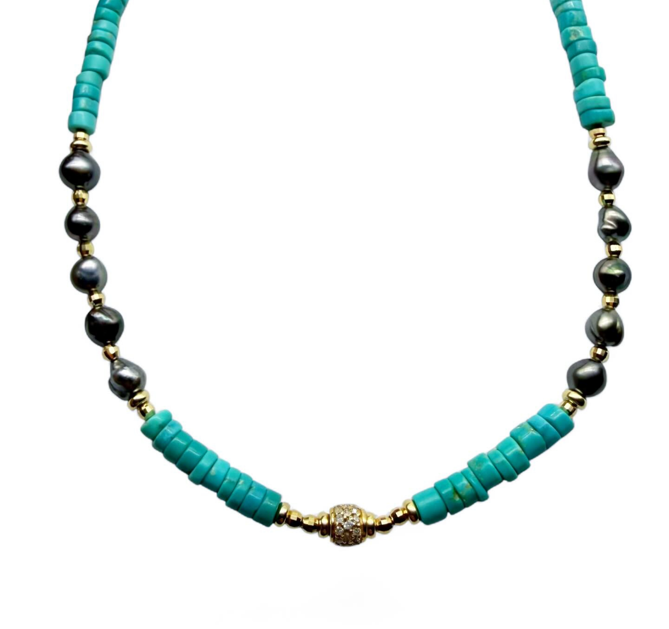 TURQUOISE DIAMOND & TAHITIAN PEARL NECKLACES