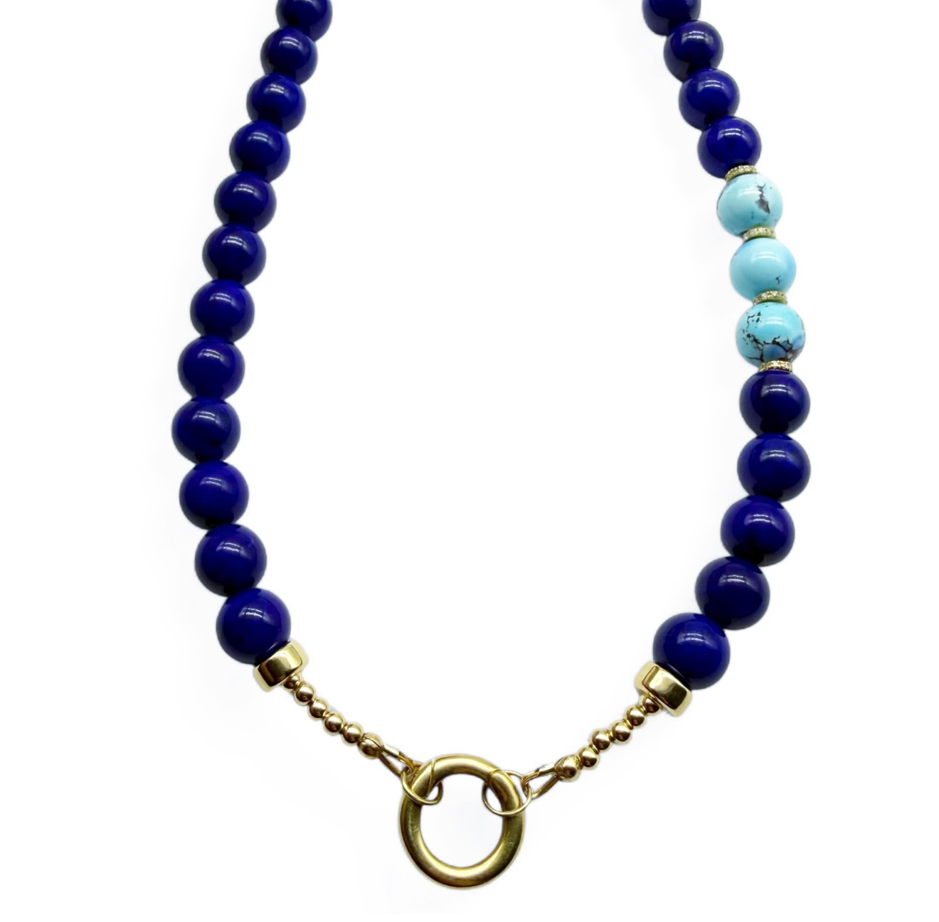 LAPIS & GOLDEN HILL TURQUOISE & DIAMOND NECKLACE