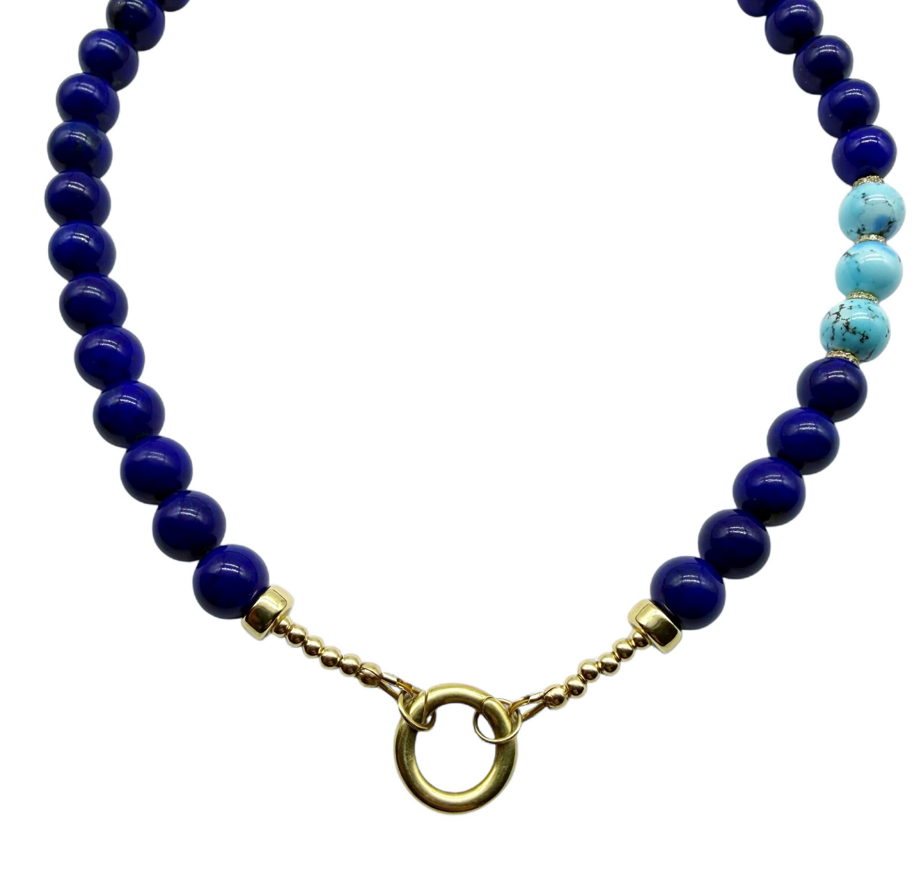 LAPIS & GOLDEN HILL TURQUOISE & DIAMOND NECKLACE