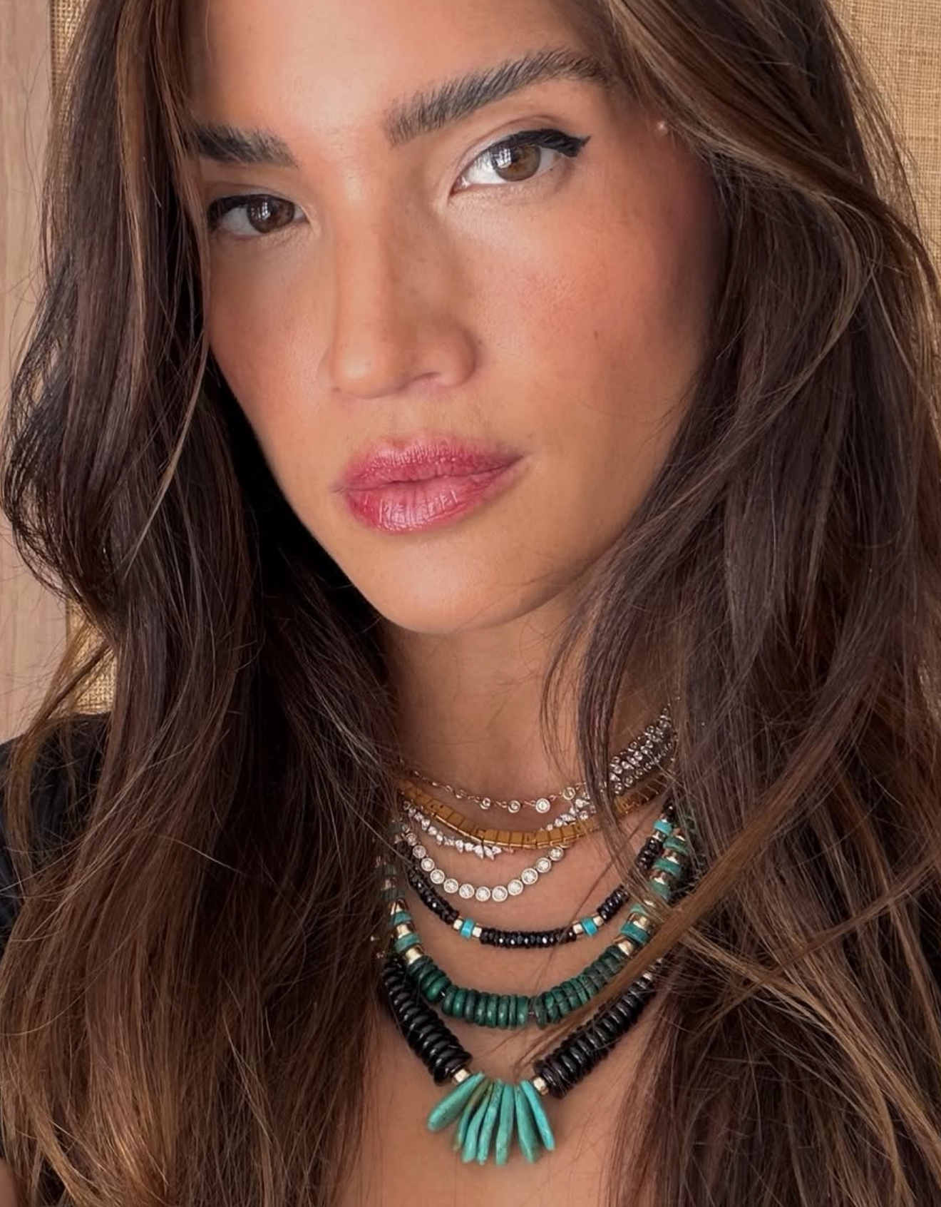 BLACK SPINEL AND TURQUOISE NECKLACE