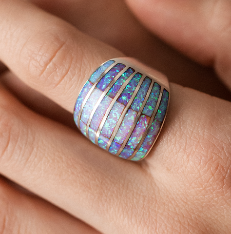 SILVER & OPAL DOME RING