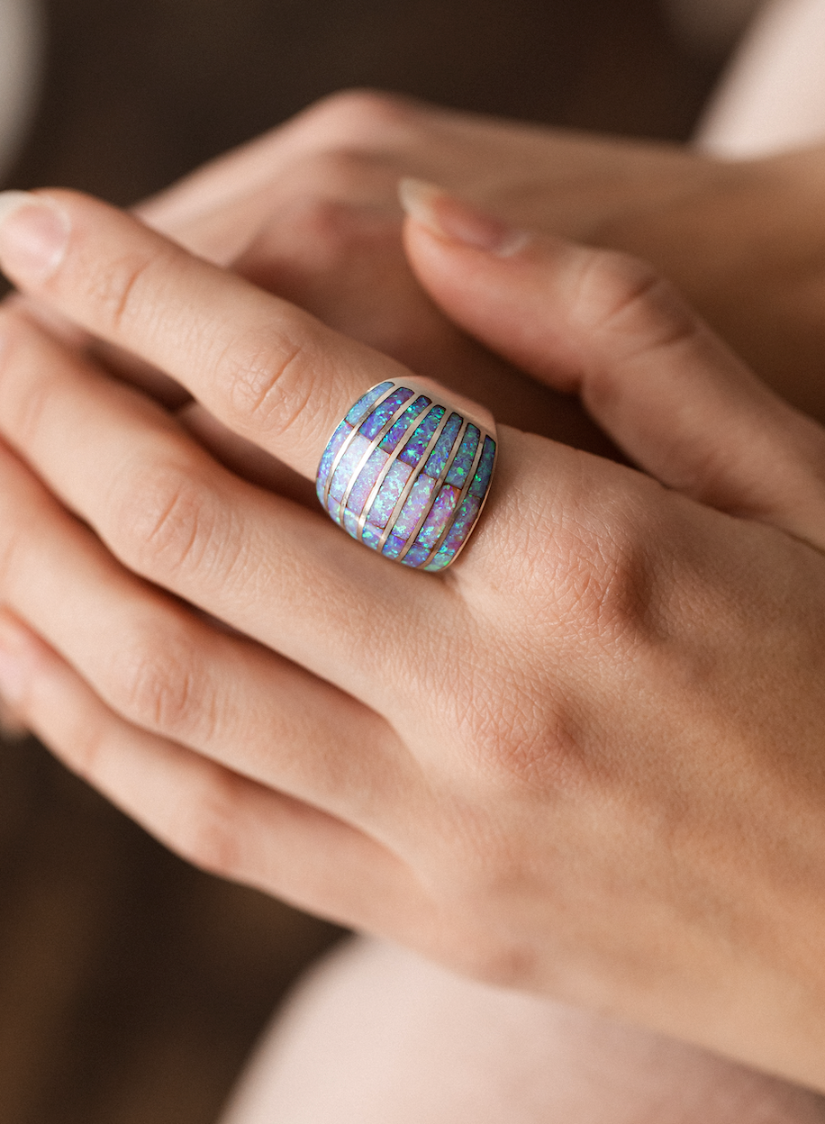 SILVER & OPAL DOME RING