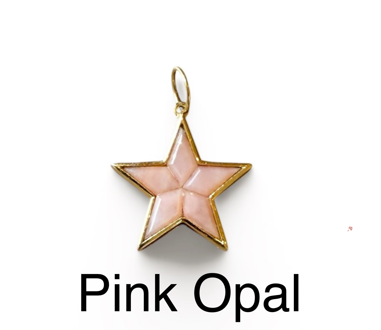 PINK STAR CHARMS SET IN 14K GOLD. PINK TOPAZ OR PINK OPAL