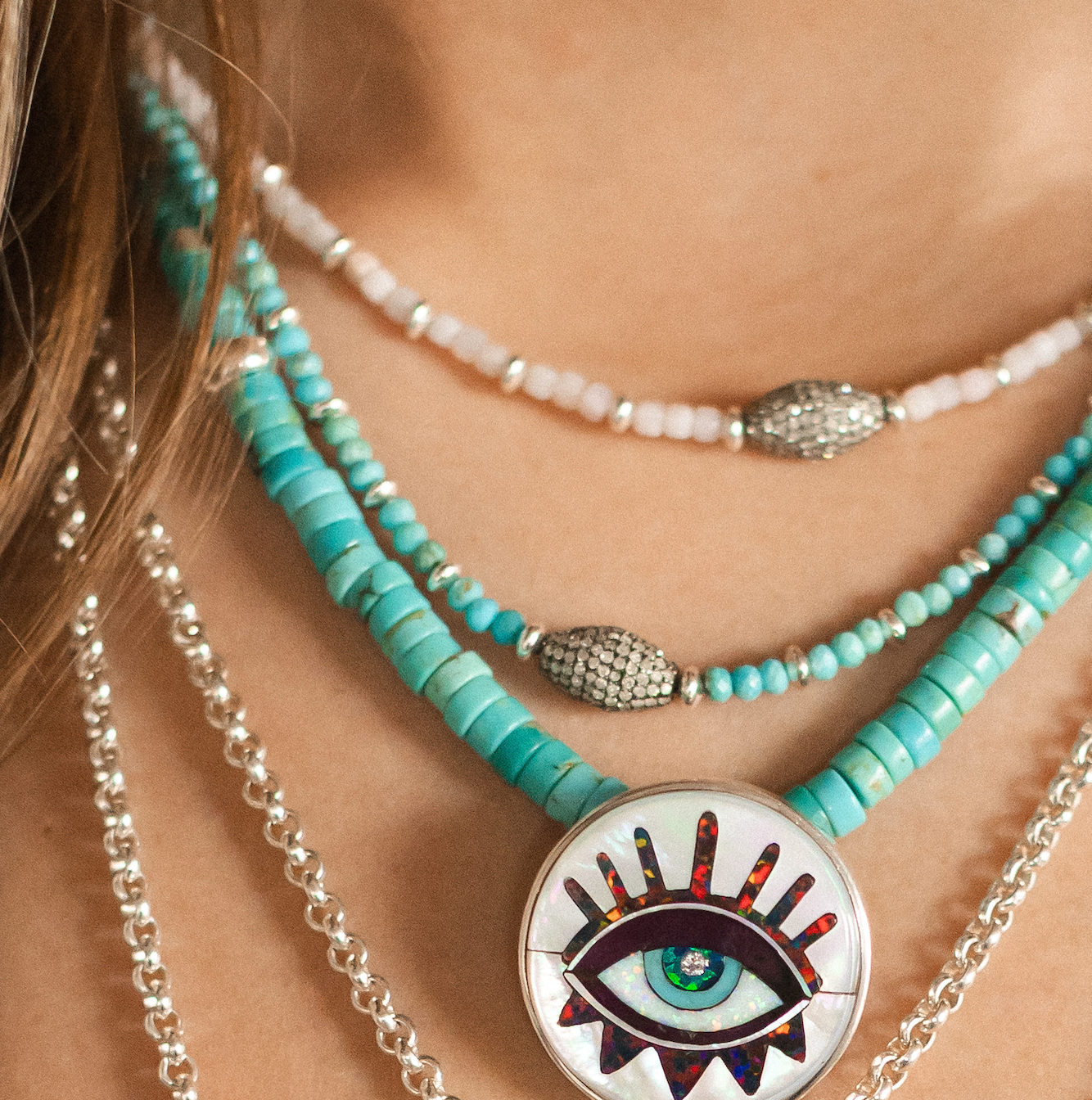 SILLVER DIAMOND BEAD NECKLACES