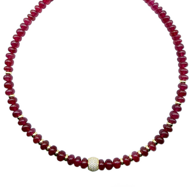 RUBY & DIAMOND BEAD NECKLACE