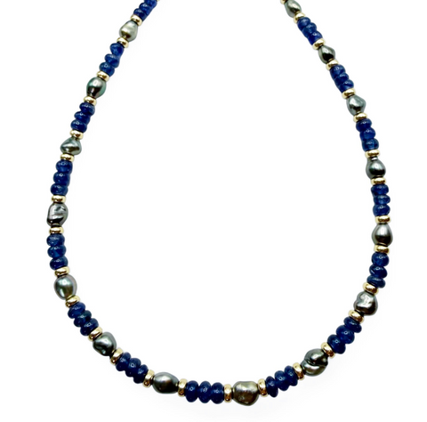 SAPPHIRE & TAHITIAN PEARL ANTIQUITY NECKLACE