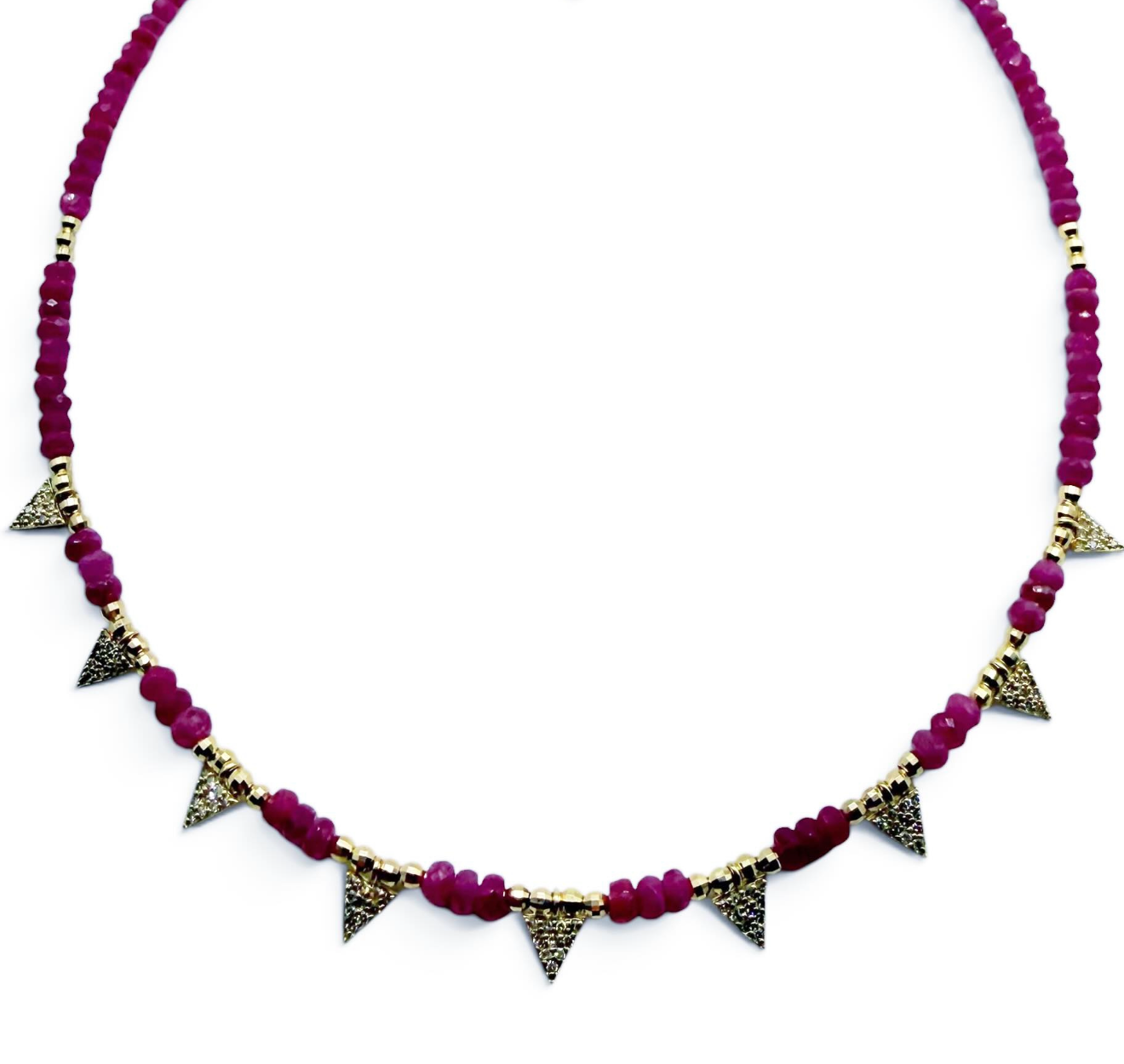 PINK SAPPHIRE AND DIAMOND TRIANGLE NECKLACE