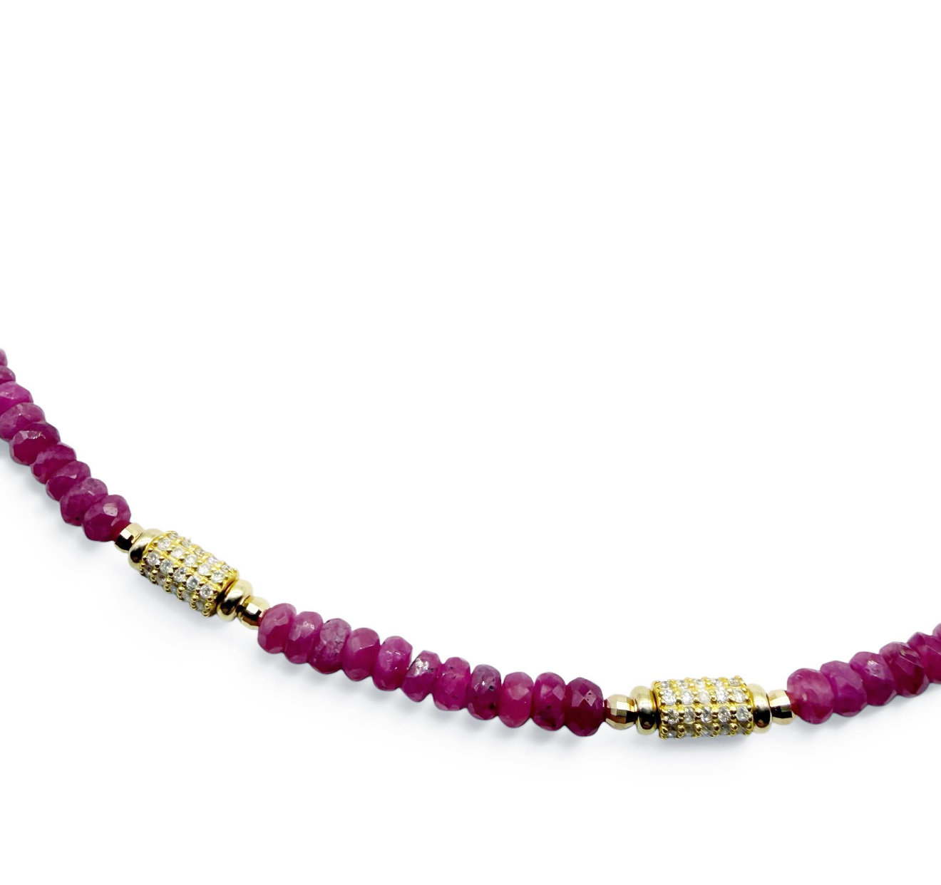 PINK SAPPHIRE & DIAMOND BEAD NECKLACE