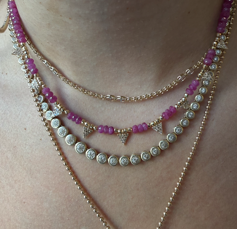 PINK SAPPHIRE AND DIAMOND TRIANGLE NECKLACE