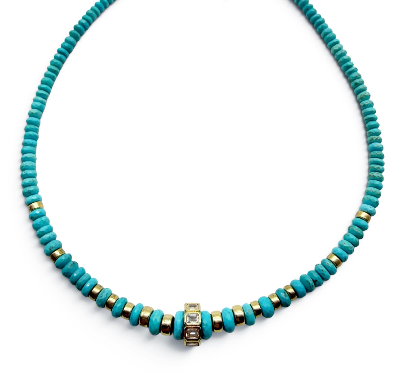 SLEEPING BEAUTY 14K GOLD AND DIAMOND BEAD NECKLACE