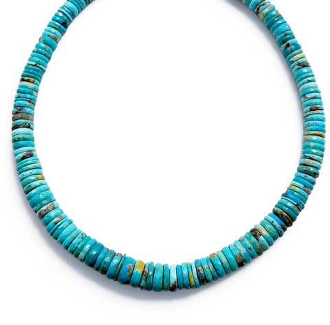 TURQUOISE HEISHI BEAD NECKLACE