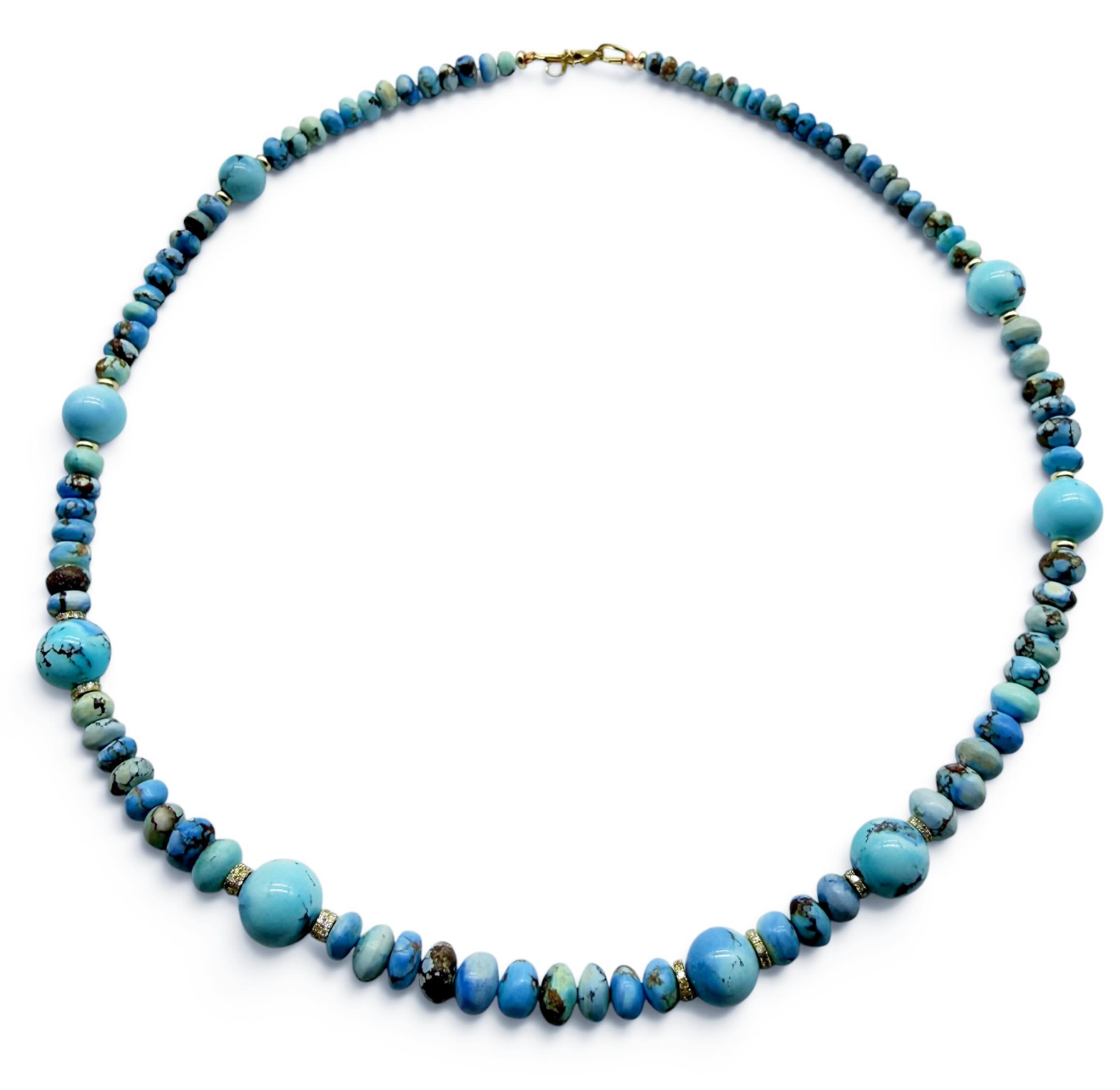 GOLDEN HILL TURQUOISE & DIAMOND BEAD NECKLACE