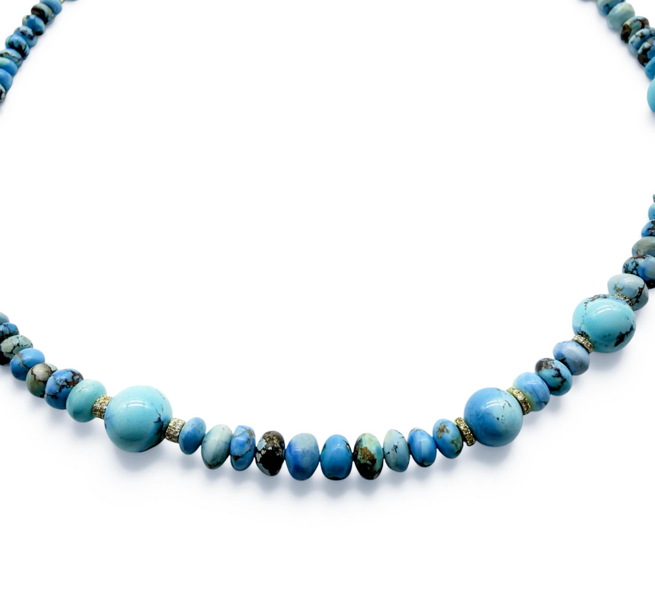 GOLDEN HILL TURQUOISE & DIAMOND BEAD NECKLACE